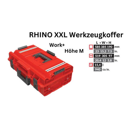 Toolbrothers RHINO XXL mallette à outils ULTRA Work+ hauteur M 15,4 l IP66 avec séparateurs amovibles + boxes