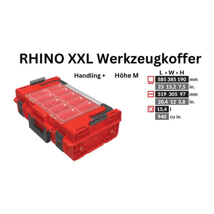 Toolbrothers RHINO XXL Mallette à outils ULTRA Handling+ hauteur M 15,4 l IP66 avec séparateurs amovibles + boîtes