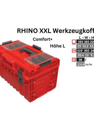 Toolbrothers Maletín de herramientas RHINO XXL ULTRA Comfort+ altura L Organizador modular personalizado 585 x 385 x 320 mm 38 l apilable IP66