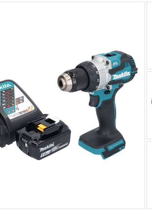 Makita DHP 489 RT1 akumulatorowa wiertarko-wkrętarka udarowa 18 V 73 Nm bezszczotkowa + 1x akumulator 5,0 Ah + ładowarka