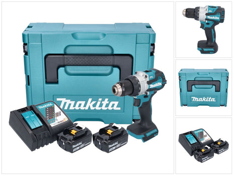 Makita DHP 489 RFJ Perceuse-visseuse à percussion sans fil 18 V 73 Nm Brushless + 2x batterie 3,0 Ah + chargeur + Makpac