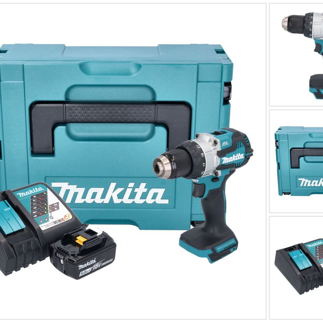 Makita DHP 489 RT1J Perceuse-visseuse à percussion sans fil 18 V 73 Nm Brushless + 1x batterie 5,0 Ah + chargeur + Makpac