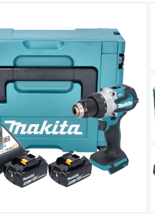 Makita DHP 489 RTJ Akku Schlagbohrschrauber 18 V 73 Nm Brushless + 2x Akku 5,0 Ah + Ladegerät + Makpac