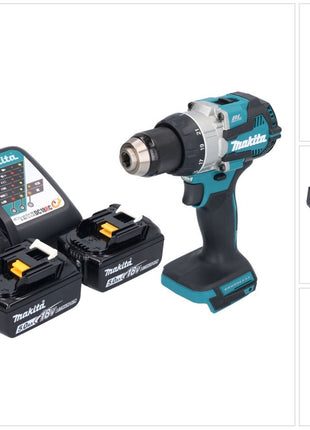 Makita DDF 489 RT perceuse/visseuse sans fil 18 V 73 Nm Brushless + 2x batteries rechargeables 5,0 Ah + chargeur + chargeur de batterie