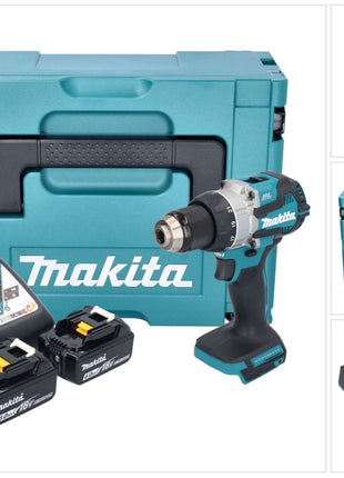 Makita DDF 489 RGJ taladro atornillador inalámbrico 18 V 73 Nm sin escobillas + 2 baterías 6,0 Ah + cargador + Makpac