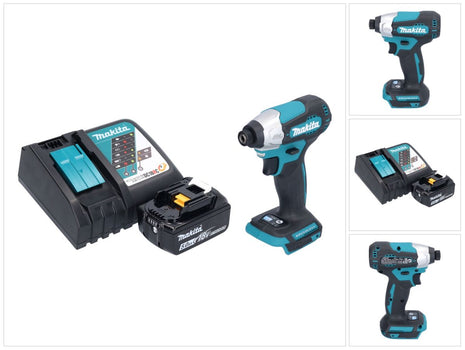 Makita DTD 157 RT1 Atornillador de impacto inalámbrico 18 V 140 Nm 1/4" sin escobillas + 1x batería 5,0 Ah + cargador