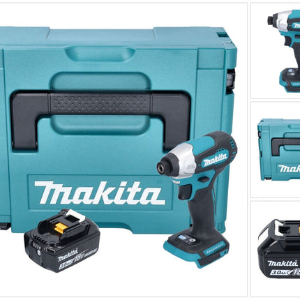 Makita DTD 157 F1J Clé à choc sans fil 18 V 140 Nm 1/4'' Brushless + 1x batterie 3,0 Ah + Makpac - sans chargeur