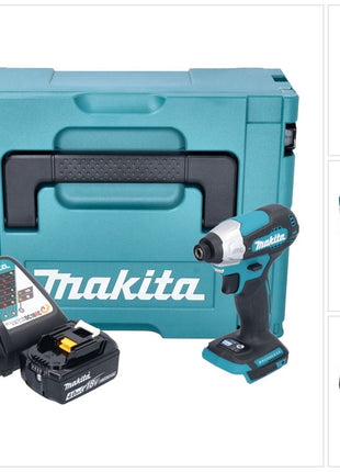 Makita DTD 157 RM1J Atornillador de impacto inalámbrico 18 V 140 Nm 1/4" sin escobillas + 1x batería 4,0 Ah + cargador + Makpac