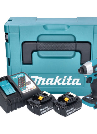 Makita DTD 157 RGJ Akku Schlagschrauber 18 V 140 Nm 1/4" Brushless + 2x Akku 6,0 Ah + Ladegerät + Makpac