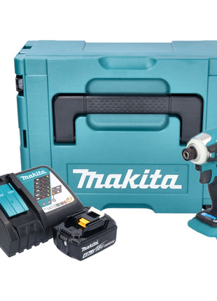 Makita DTD 172 RM1J Atornillador de impacto inalámbrico 18 V 180 Nm 1/4" sin escobillas + 1x batería 4,0 Ah + cargador + Makpac