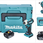 Makita DTD 172 T1J Clé à choc sans fil 18 V 180 Nm 1/4'' Brushless + 1x batterie 5,0 Ah + Makpac - sans chargeur