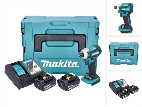 Makita DTD 172 RGJ Atornillador de impacto inalámbrico 18 V 180 Nm 1/4" sin escobillas + 2x batería 6,0 Ah + cargador + Makpac