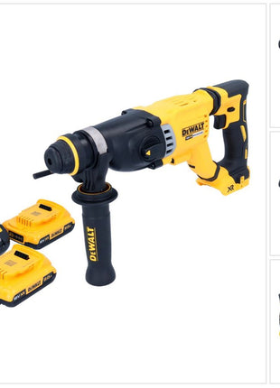 Marteau combiné à batterie DeWalt DCH 263 D2 18 V 3 J SDS Plus Brushless + 2x batteries 2,0 Ah + chargeur