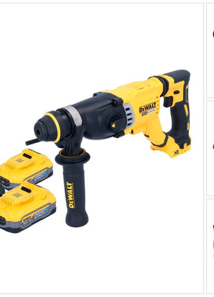 DeWalt DCH 263 H2 Marteau perforateur burineur sans fil 18 V 3 J SDS Plus Brushless + 2x Powerstack Batterie 5,0 Ah + Ladegert