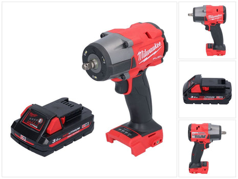 Milwaukee M18 FMTIW2F38-301 Clé à choc sans fil 18 V 745 Nm 3/8'' Brushless + 1x batterie 3,0 Ah - sans chargeur