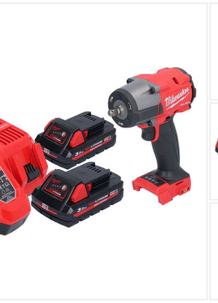 Milwaukee M18 FMTIW2F38-302 clé à chocs sans fil 18 V 745 Nm 3/8'' sans balais + 2x batterie 3,0 Ah + kit chargeur