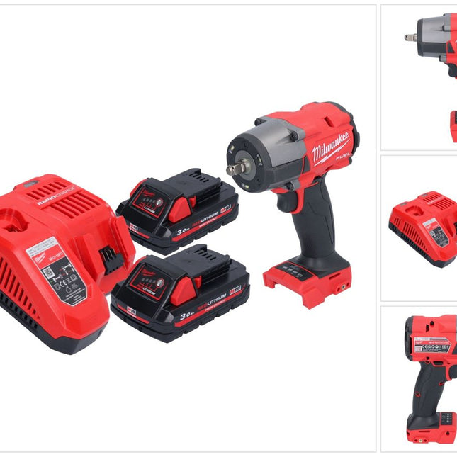 Milwaukee M18 FMTIW2F38-302 Clé à choc sans fil 18 V 745 Nm 3/8" Brushless + 2x batterie 3,0 Ah + chargeur