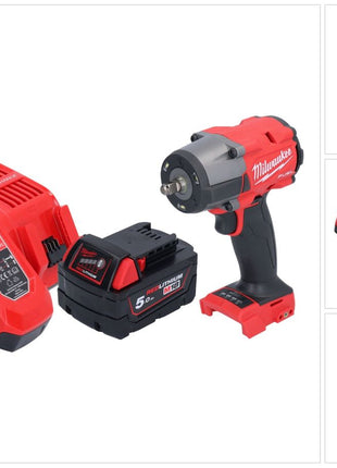 Milwaukee M18 FMTIW2F38-501 llave de impacto inalámbrica 18 V 745 Nm 3/8" sin escobillas + 1x batería 5,0 Ah + cargador