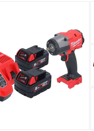 Milwaukee M18 FMTIW2F38-502 Clé à choc sans fil 18 V 745 Nm 3/8'' Brushless + 2x batterie 5,0 Ah + chargeur