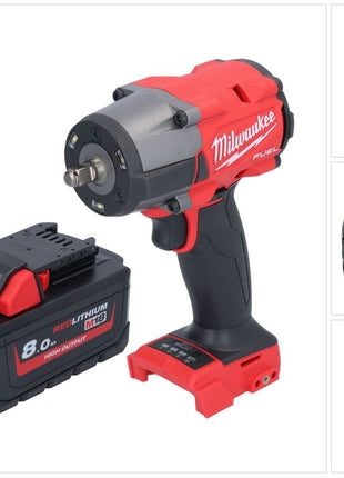 Milwaukee M18 FMTIW2F38-801 Clé à choc sans fil 18 V 745 Nm 3/8'' Brushless + 1x batterie 8,0 Ah - sans chargeur