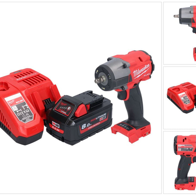 Milwaukee M18 FMTIW2F38-801 Clé à chocs sans fil 18 V 745 Nm 3/8'' Brushless + 1x batterie 8,0 Ah + chargeur
