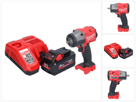 Milwaukee M18 FMTIW2F38-801 Clé à chocs sans fil 18 V 745 Nm 3/8'' Brushless + 1x batterie 8,0 Ah + chargeur