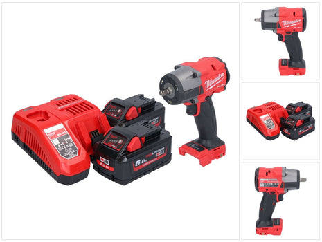 Milwaukee M18 FMTIW2F38-802 Avvitatore a impulsi a batteria 18 V 745 Nm 3/8" brushless + 2x batteria ricaricabile 8,0 Ah + caricatore