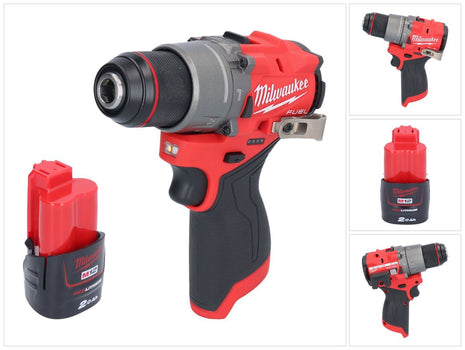 Milwaukee M12 FPD2-201 Perceuse-visseuse à percussion sans fil 12 V 45 Nm Brushless + 1x batterie 2,0 Ah - sans chargeur