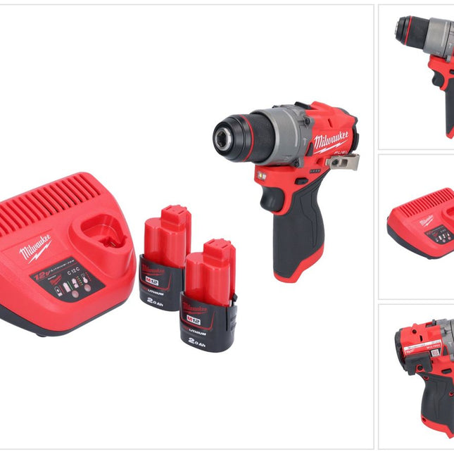 Perceuse à percussion sans fil Milwaukee M12 FPD2-202 12 V 45 Nm sans balais + 2 batteries 2,0 Ah + chargeur
