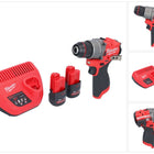 Perceuse à percussion sans fil Milwaukee M12 FPD2-252 12 V 45 Nm sans balais + 2 batteries 2,5 Ah + chargeur