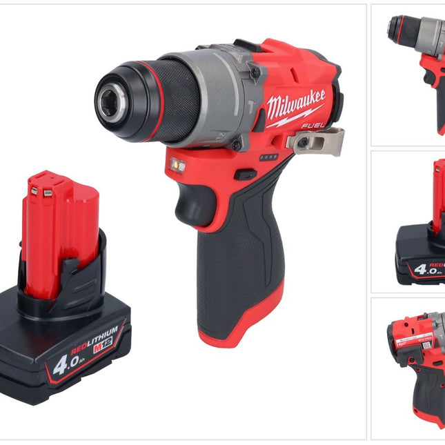 Milwaukee M12 FPD2-401 Perceuse-visseuse à percussion sans fil 12 V 45 Nm Brushless + 1x batterie 4,0 Ah - sans chargeur