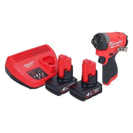 Clé à chocs sans fil Milwaukee M12 FID2-402 12 V 170 Nm 1/4" brushless + 2x batteries 4,0 Ah + chargeur