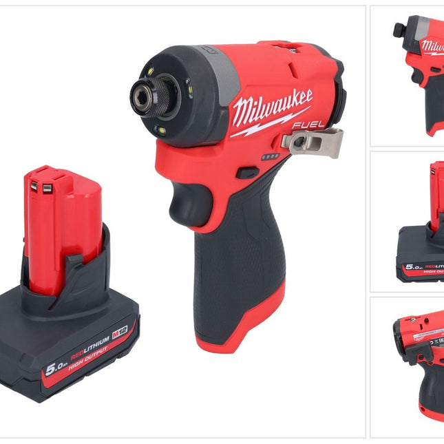 Milwaukee M12 FID2-501 Clé à choc sans fil 12 V 170 Nm 1/4" Brushless + 1x batterie 5,0 Ah - sans chargeur