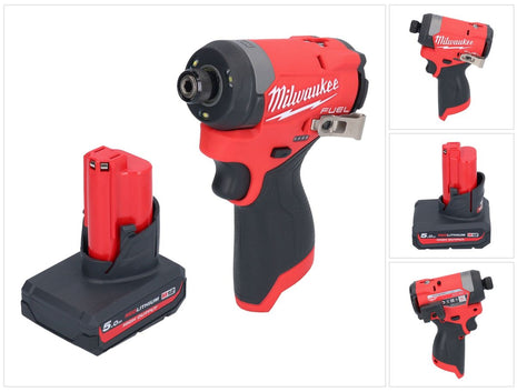 Clé à chocs sans fil Milwaukee M12 FID2-501 12 V 170 Nm 1/4" brushless + 1x batterie 5,0 Ah - sans chargeur