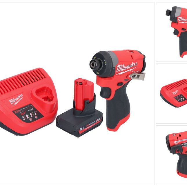 Clé à chocs sans fil Milwaukee M12 FID2-501 12 V 170 Nm 1/4" sans balai + 1x batterie 5,0 Ah + chargeur