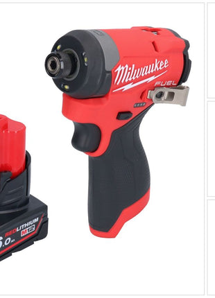 Clé à chocs sans fil Milwaukee M12 FID2-601 12 V 170 Nm 1/4" brushless + 1x batterie 6,0 Ah - sans chargeur