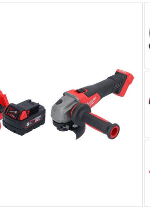 Meuleuse d'angle sur batterie Milwaukee M18 FSAG115X-501 18 V 115 mm sans balais + 1x batterie 5,0 Ah + chargeur