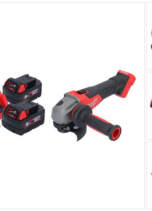 Meuleuse d'angle sur batterie Milwaukee M18 FSAG115X-502 18 V 115 mm sans balais + 2x batteries 5,0 Ah + chargeur