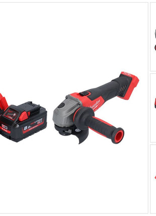 Meuleuse d'angle sur batterie Milwaukee M18 FSAG115X-801 18 V 115 mm sans balais + 1x batterie 8,0 Ah + chargeur