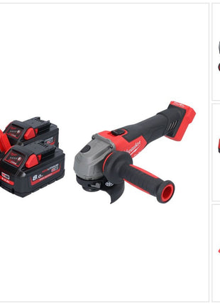 Amoladora angular a batería Milwaukee M18 FSAG115X-802 18 V 115 mm sin escobillas + 2x baterías 8,0 Ah + cargador