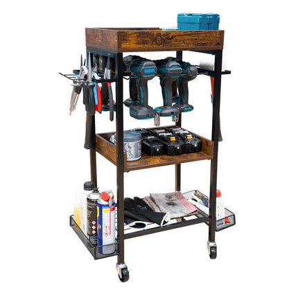 Toolbrothers Chariot d'atelier pour outils électriques et manuels en métal 86 x 45 x 30 cm ( L x l x P ) Roulettes de transport avec freins