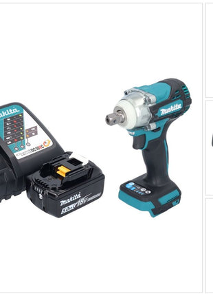 Makita DTW 301 RT1 Atornillador de impacto inalámbrico 18 V 330 Nm 1/2" sin escobillas + 1x batería 5,0 Ah + cargador