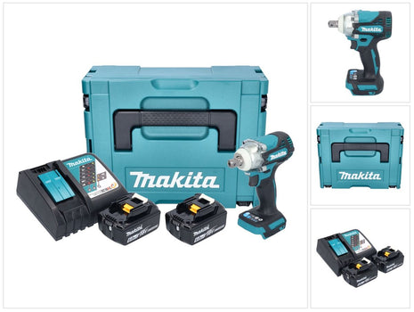 Makita DTW 301 RGJ Atornillador de impacto inalámbrico 18 V 330 Nm 1/2" sin escobillas + 2x batería 6,0 Ah + cargador + Makpac