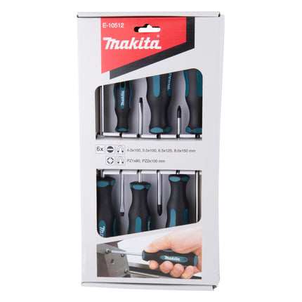 Makita E-10512 Jeu de tournevis 6 pces SL4 / SL5,5 / SL6,5 / SL8 / PZ1 / PZ2