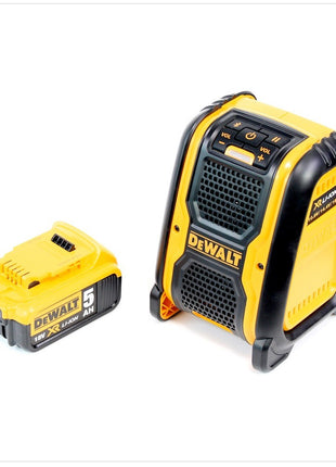 Dewalt DCR 006 Bluetooth Akku Lautsprecher für 10,8 / 14,4 / 18 V mit AUX Anschluss mit 1x DCB 184 5,0 Ah Akku - Toolbrothers