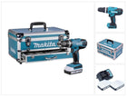 Makita HP 488 D009 Perceuse-visseuse à percussion sans fil 18 V 42 Nm série G + 2x batterie 1,5 Ah + chargeur + 70 pcs. d'accessoires + Coffret