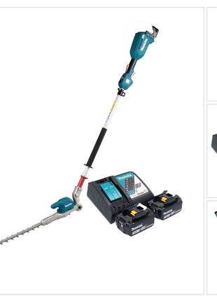 Cortasetos a batería Makita DUN 500 WRF2 18 V 50 cm sin escobillas + 2x baterías 3,0 Ah + cargador