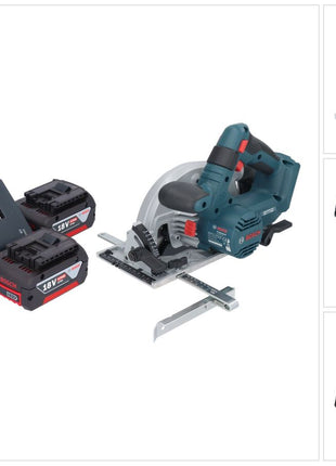 Bosch GKS 18V-57-2 Sierra circular inalámbrica profesional 18 V 165 mm sin escobillas + 2x baterías 4,0 Ah + cargador