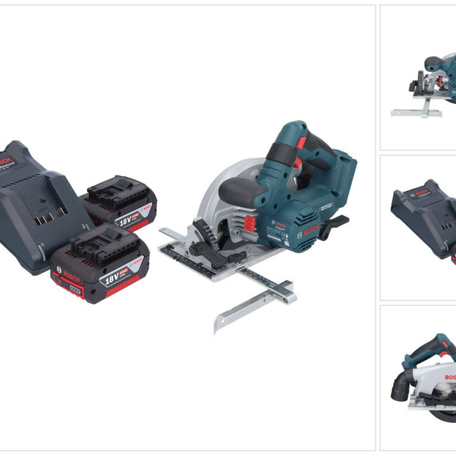 Bosch GKS 18V-57-2 Professional Scie circulaire portative sans fil 18 V 165 mm Brushless + 2x batterie 4,0 Ah + chargeur