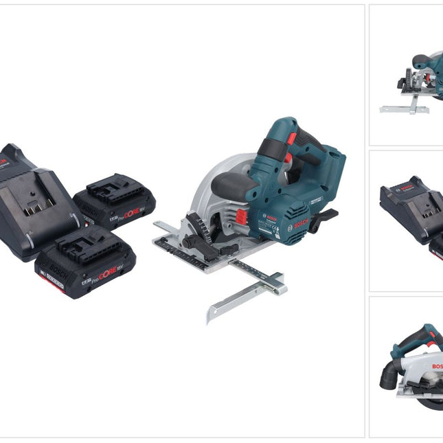 Bosch GKS 18V-57-2 Professional Scie circulaire portative sans fil 18 V 165 mm Brushless + 2x batterie ProCORE 4,0 Ah + chargeur